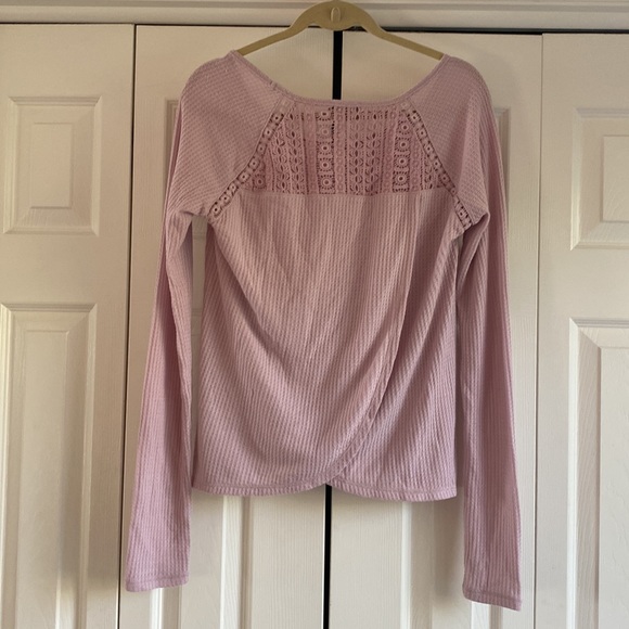 Lilac Waffle-Knit Lace Detail Top - Picture 3 of 3